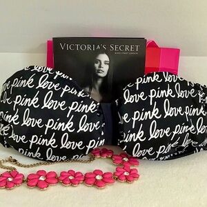 PINK Victoria’s Secret Black LOVE PINK Logo Bikini Top Size Small